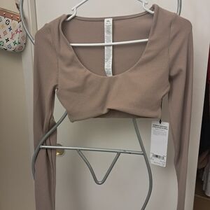 Alo Yoga Women's Ribbed Long Sleeve Top - Tan